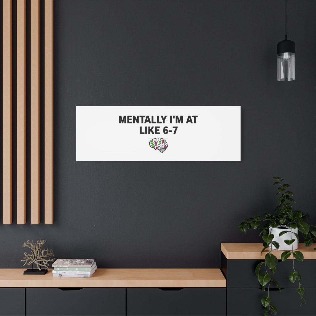 Mentally I'm At Like 6-7 Canvas | absurdist humor, 67 meme