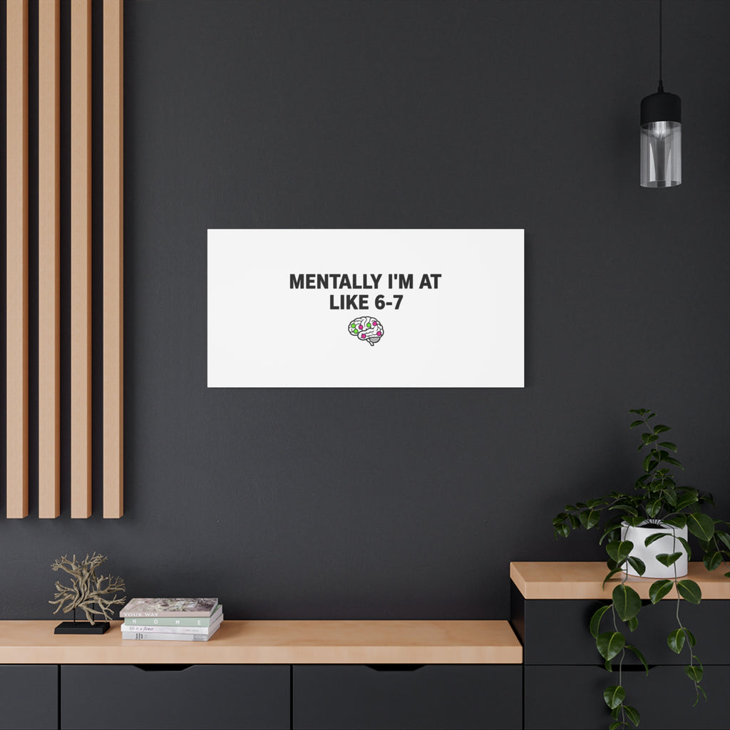 Mentally I'm At Like 6-7 Canvas | absurdist humor, 67 meme