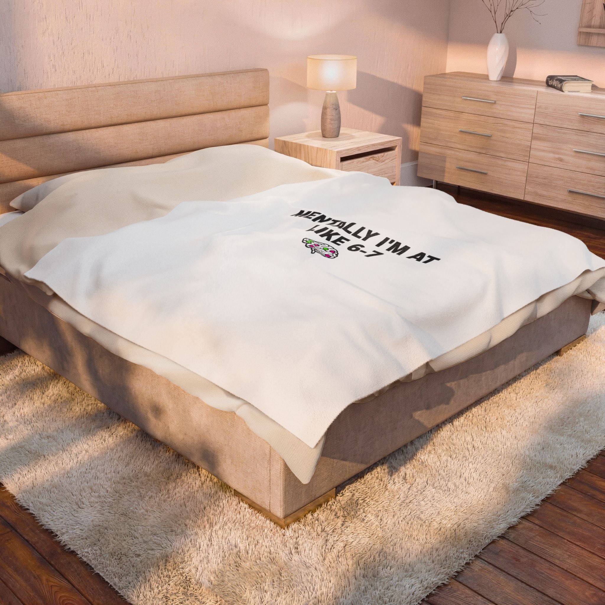 Mentally I'm At Like 6-7 Velveteen Plush Blanket | absurdist humor, meme number