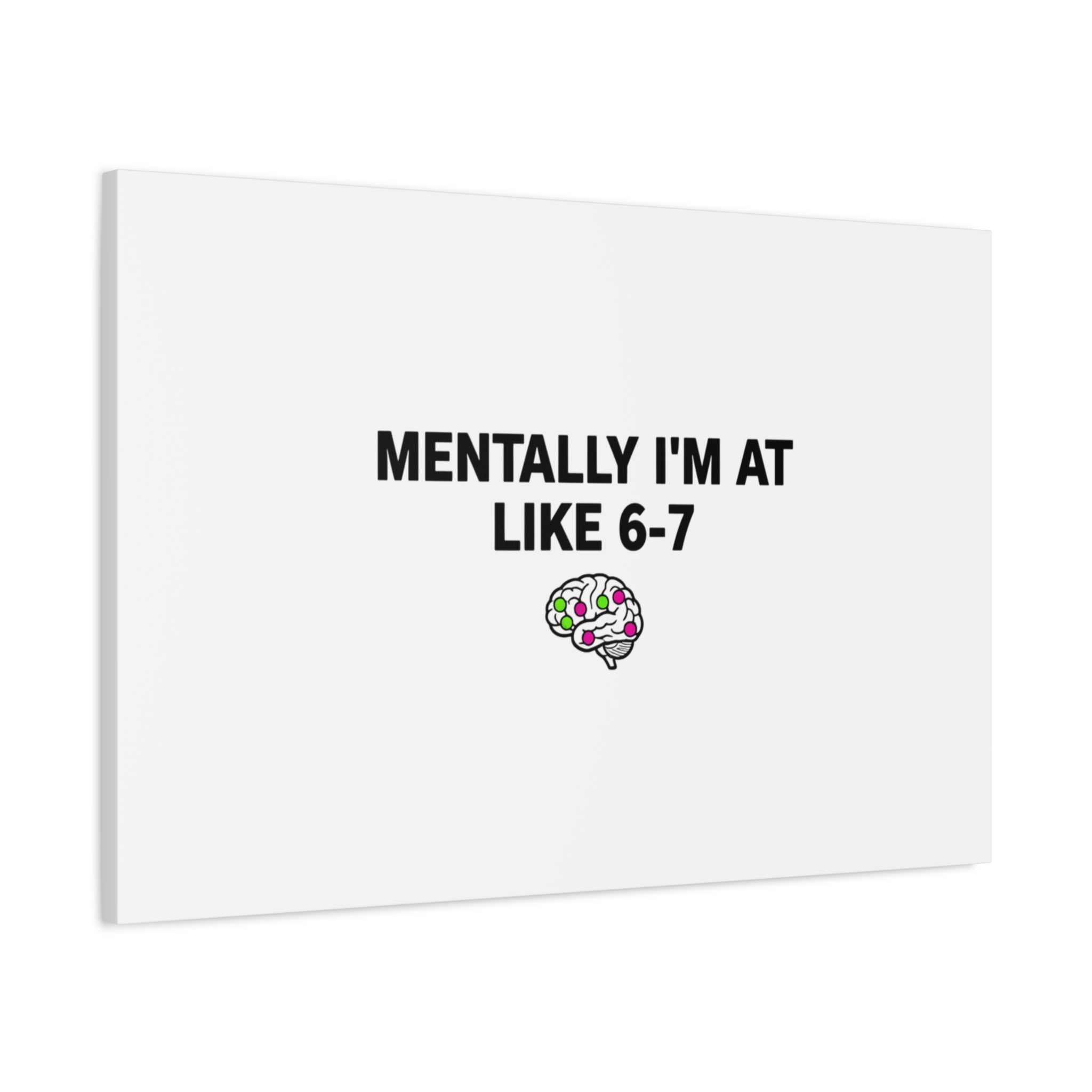 Mentally I'm At Like 6-7 Canvas | absurdist humor, 67 meme