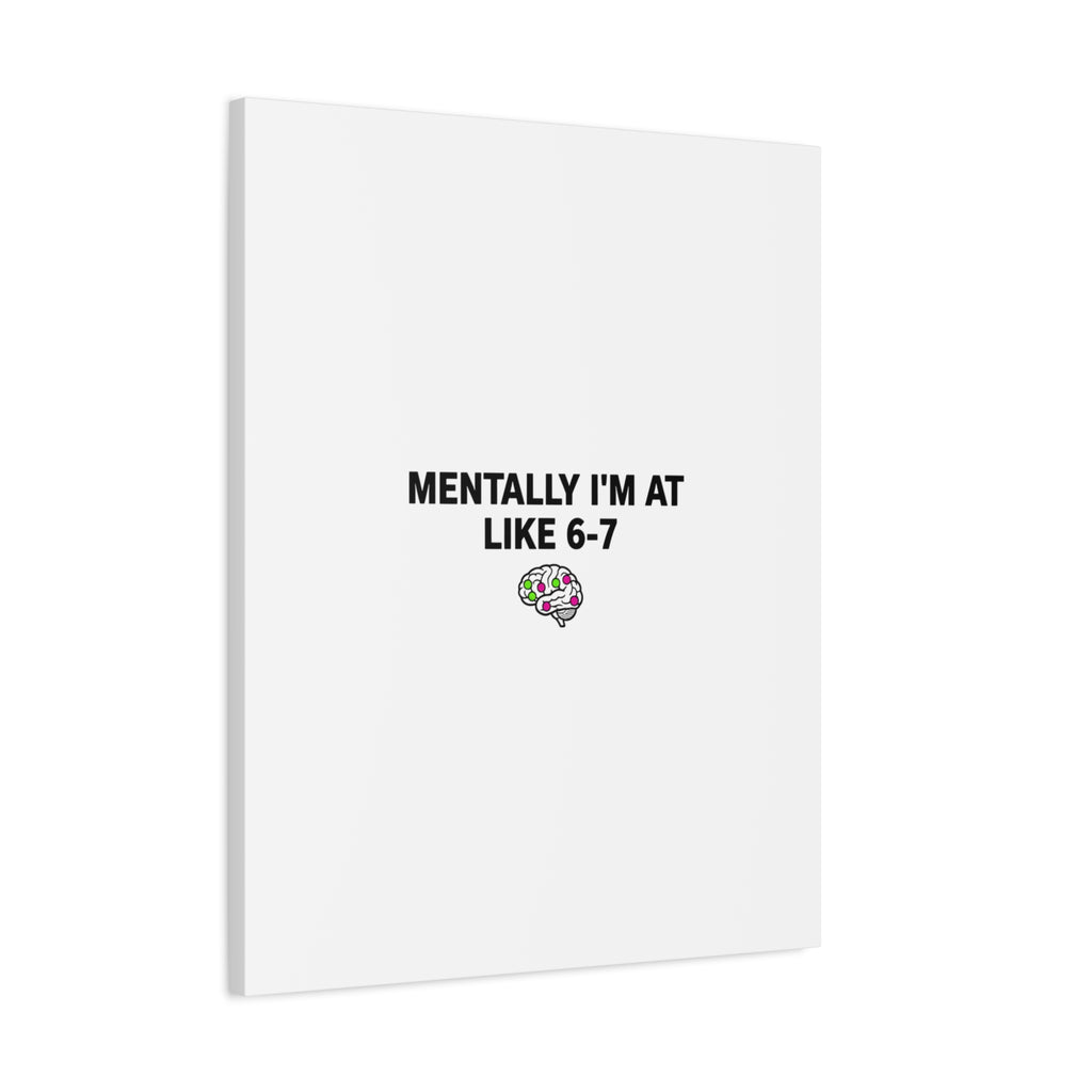 Mentally I'm At Like 6-7 Canvas | absurdist humor, 67 meme