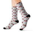 Logo Pattern Sublimation Socks — Repeating Maroon W Design