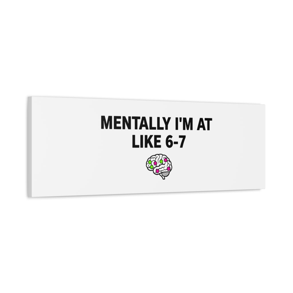 Mentally I'm At Like 6-7 Canvas | absurdist humor, 67 meme