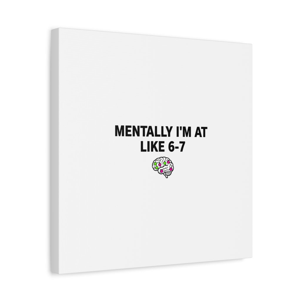 Mentally I'm At Like 6-7 Canvas | absurdist humor, 67 meme