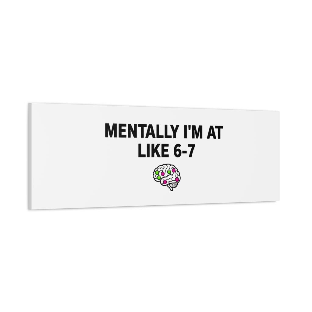 Mentally I'm At Like 6-7 Canvas | absurdist humor, 67 meme