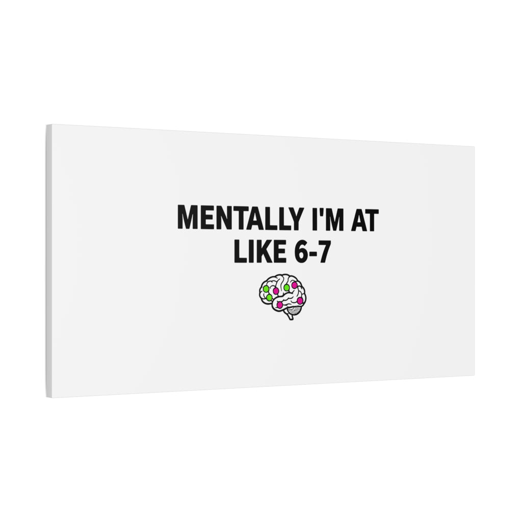 Mentally I'm At Like 6-7 Canvas | absurdist humor, 67 meme