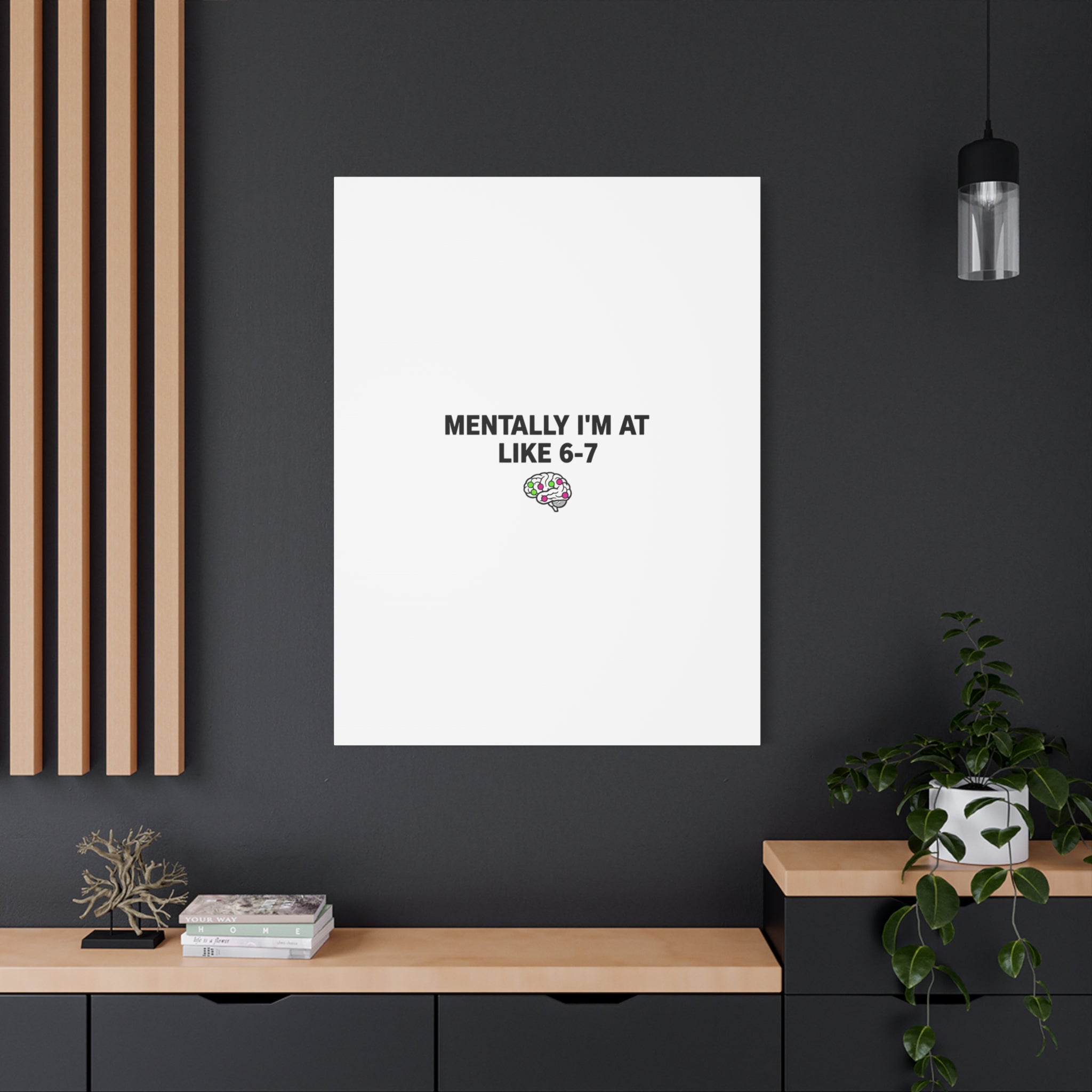Mentally I'm At Like 6-7 Canvas | absurdist humor, 67 meme