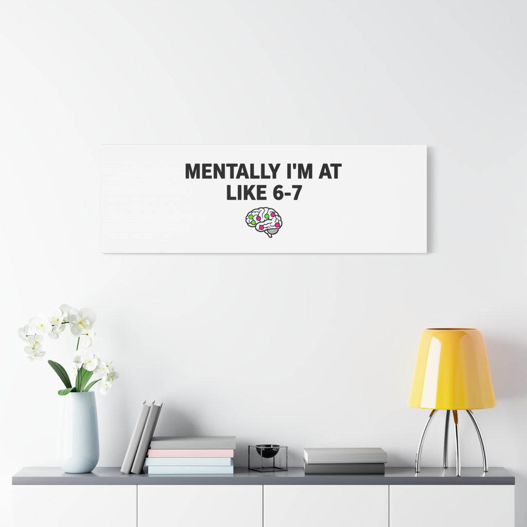 Mentally I'm At Like 6-7 Canvas | absurdist humor, 67 meme