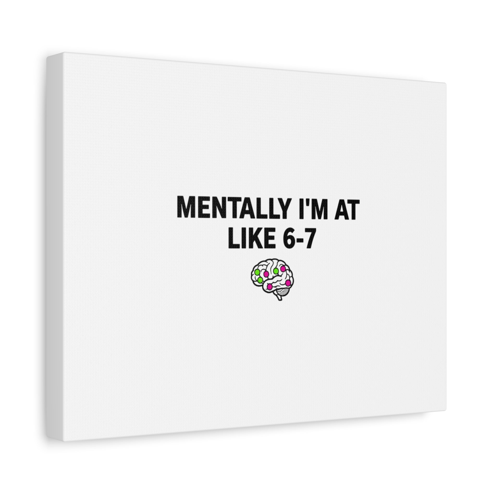 Mentally I'm At Like 6-7 Canvas | absurdist humor, 67 meme