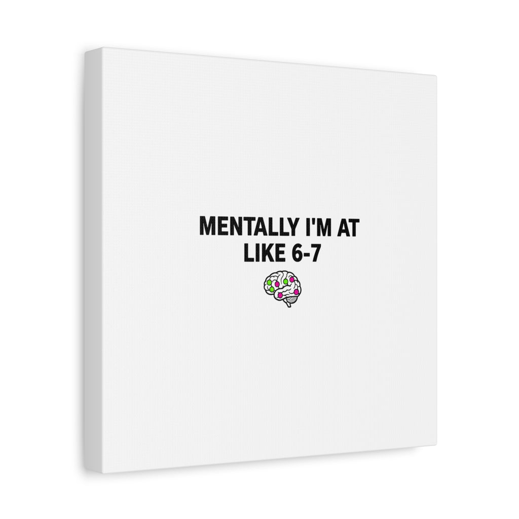 Mentally I'm At Like 6-7 Canvas | absurdist humor, 67 meme