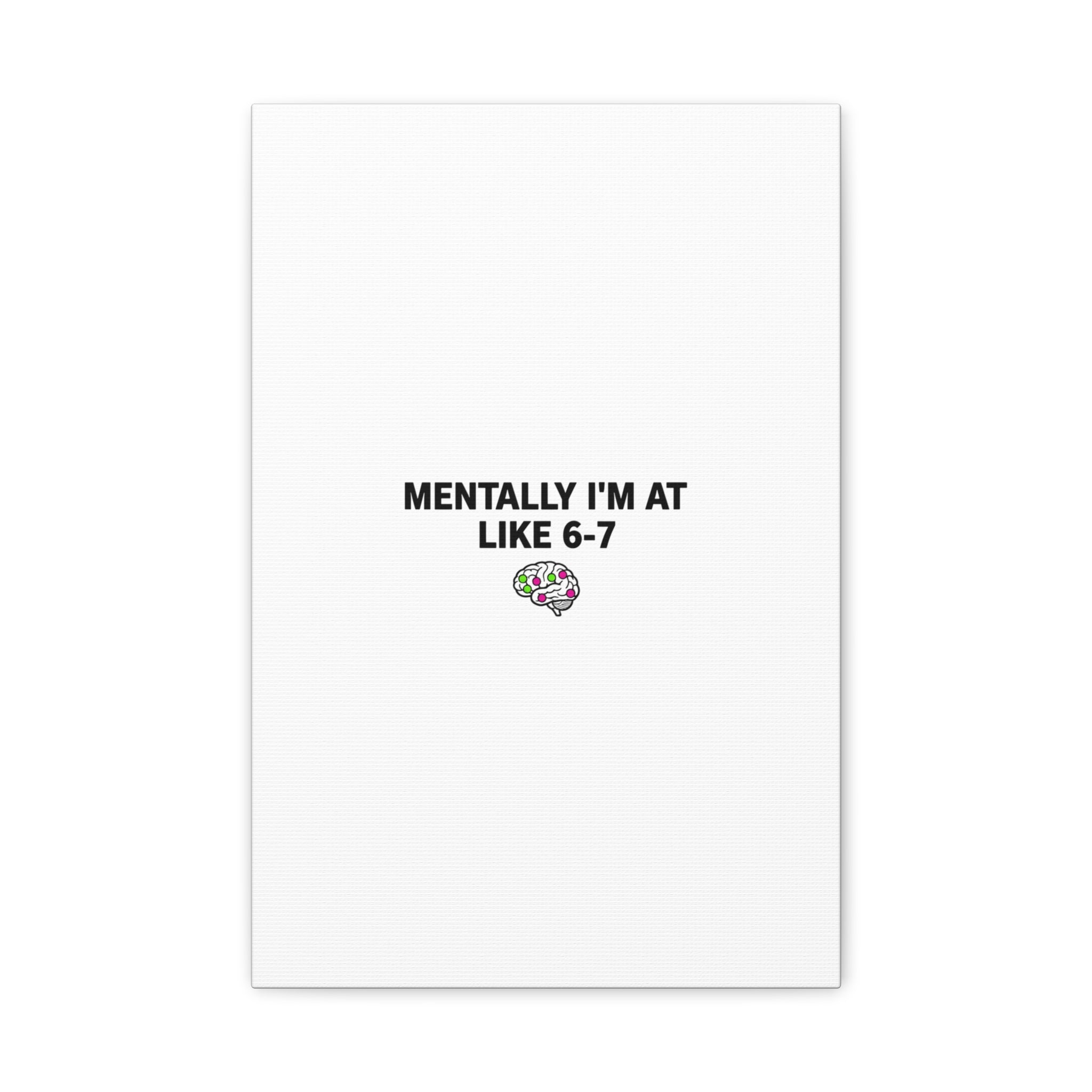 Mentally I'm At Like 6-7 Canvas | absurdist humor, 67 meme