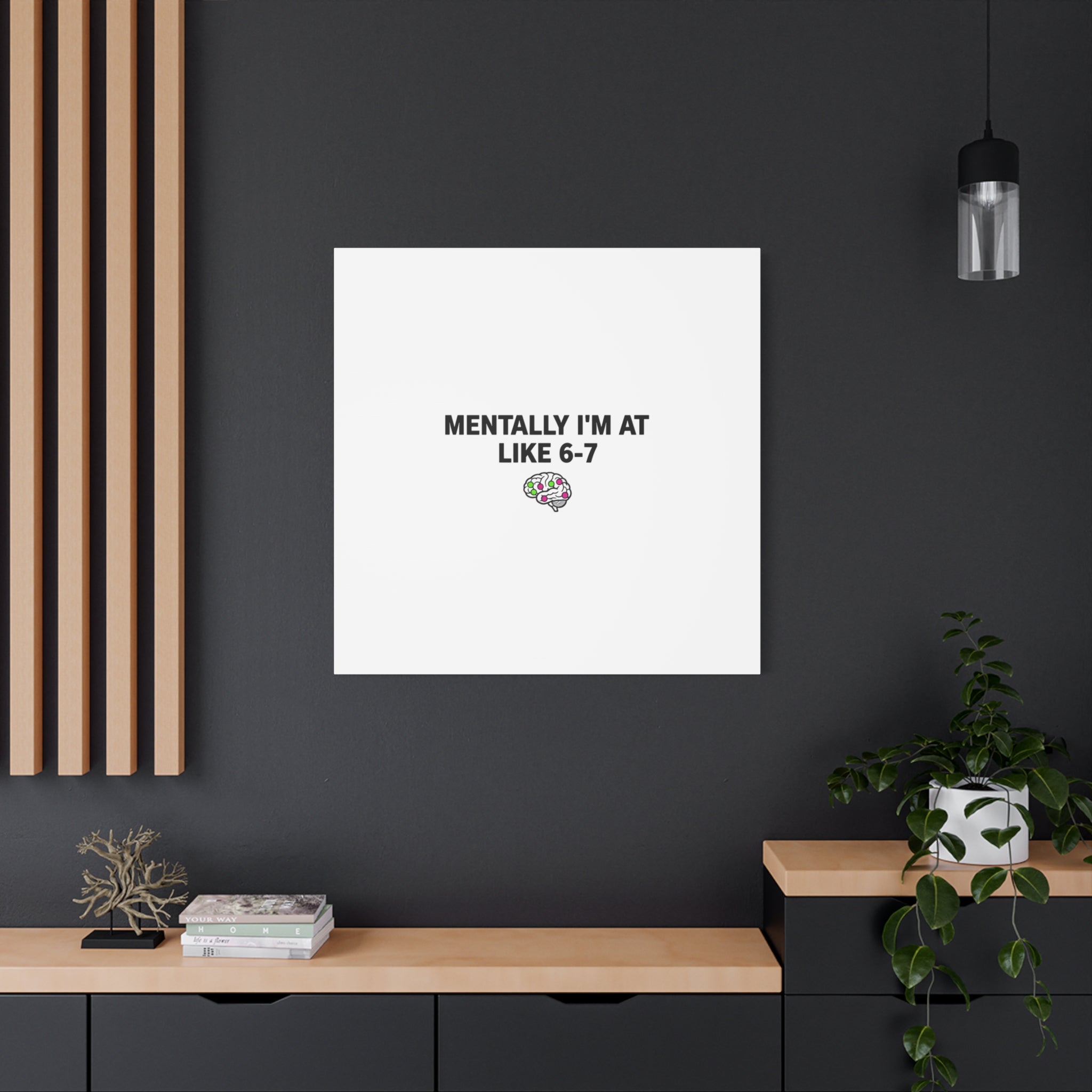 Mentally I'm At Like 6-7 Canvas | absurdist humor, 67 meme