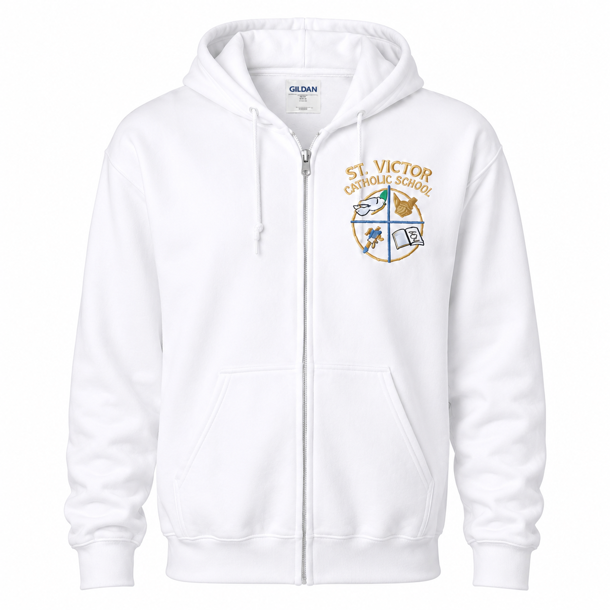 White St. Victor Catholic School Full Zip Hoodie