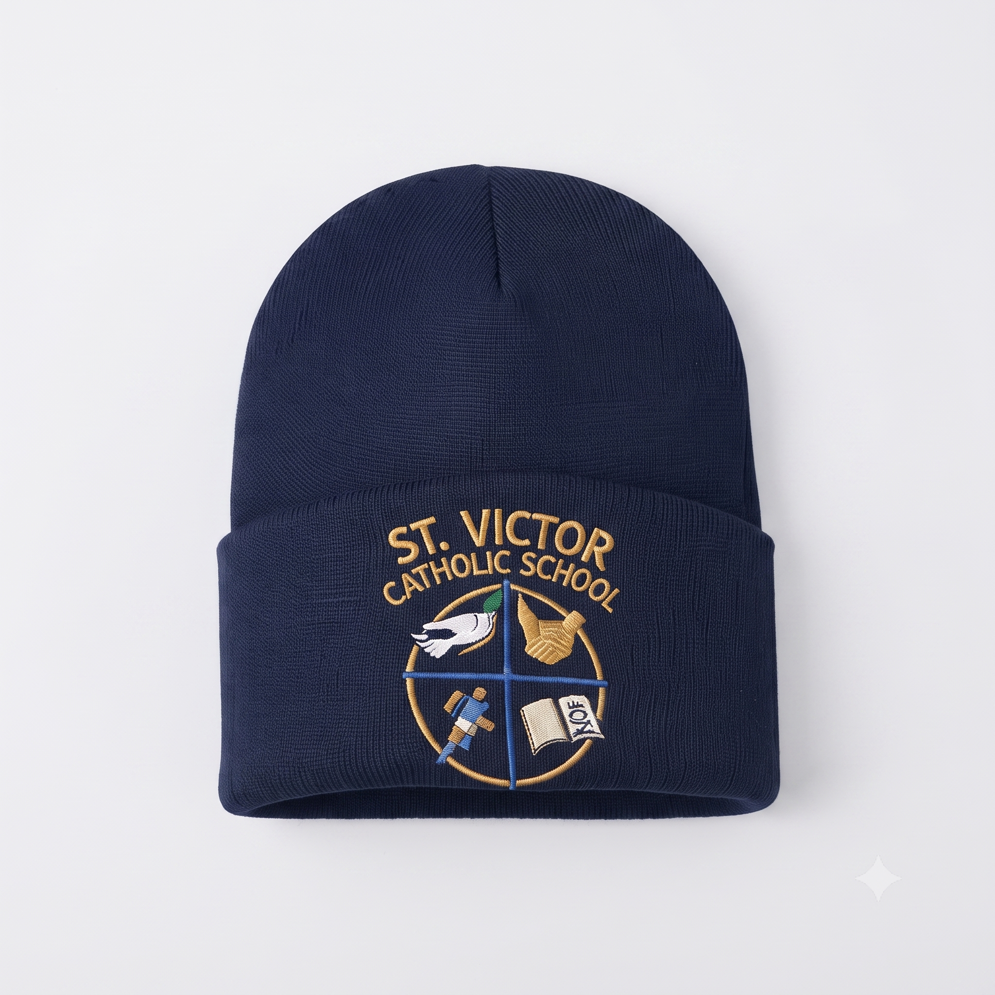 Navy St. Victor Catholic School Embroidered Beanie
