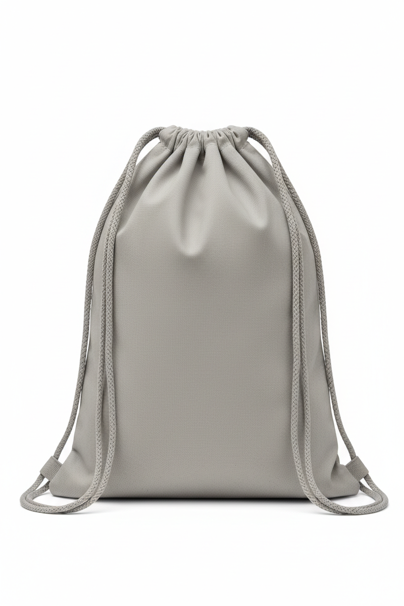 Gray drawstring bag for customization