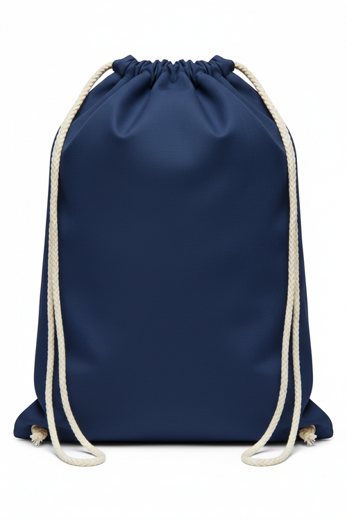 Navy blue drawstring bag for customization