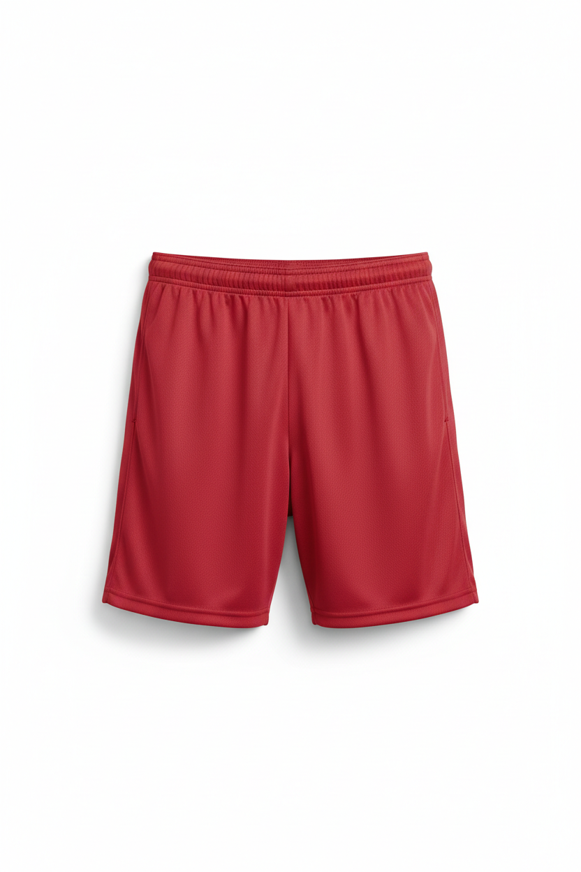 Red athletic shorts for customization
