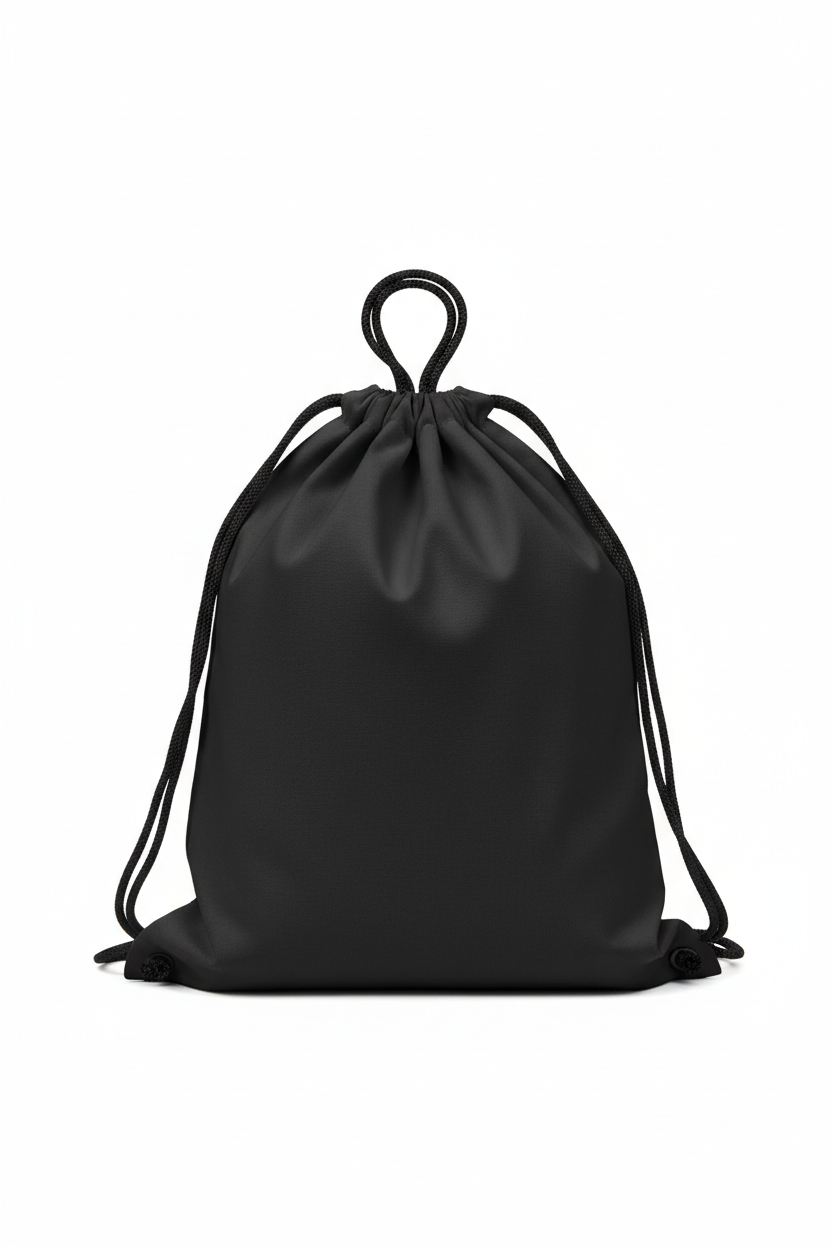Black drawstring bag for customization